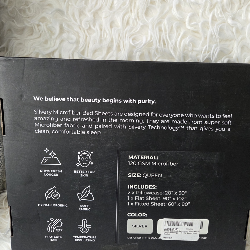 Queen Cooling Bed Sheets in Elegant Gray - Picture 2 of 4